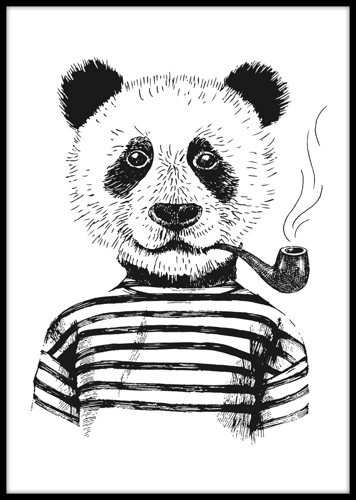 Panda Hipster - plakaty czarno białe